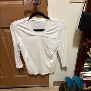 Chico's Elegant Ivory Long Sleeve V-Neck Top